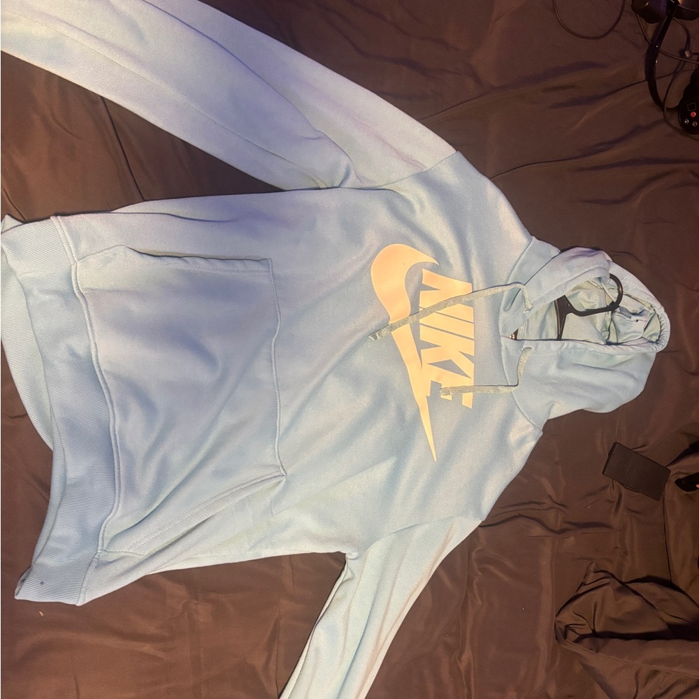 Nike Sky Blue Hoodie with Yellow Logo